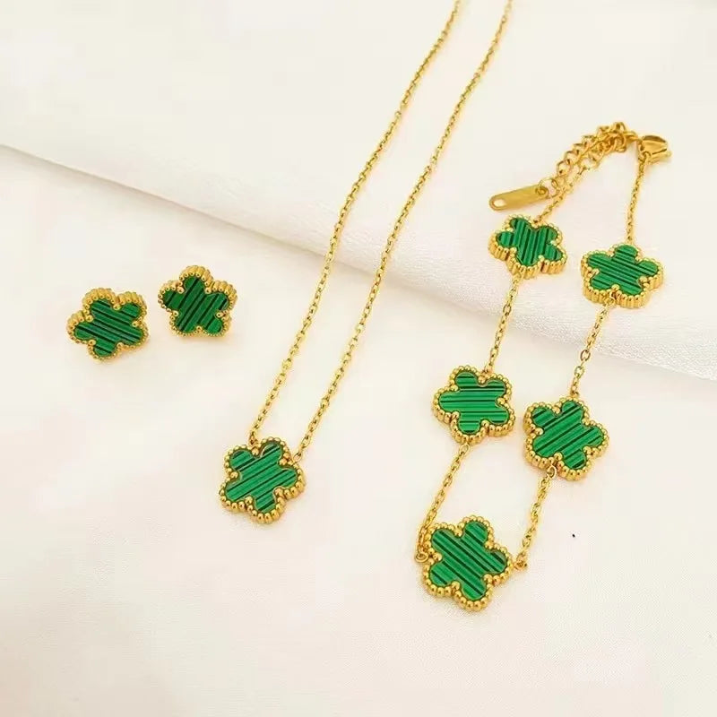 Five-Leaf Flower Jewelry Set