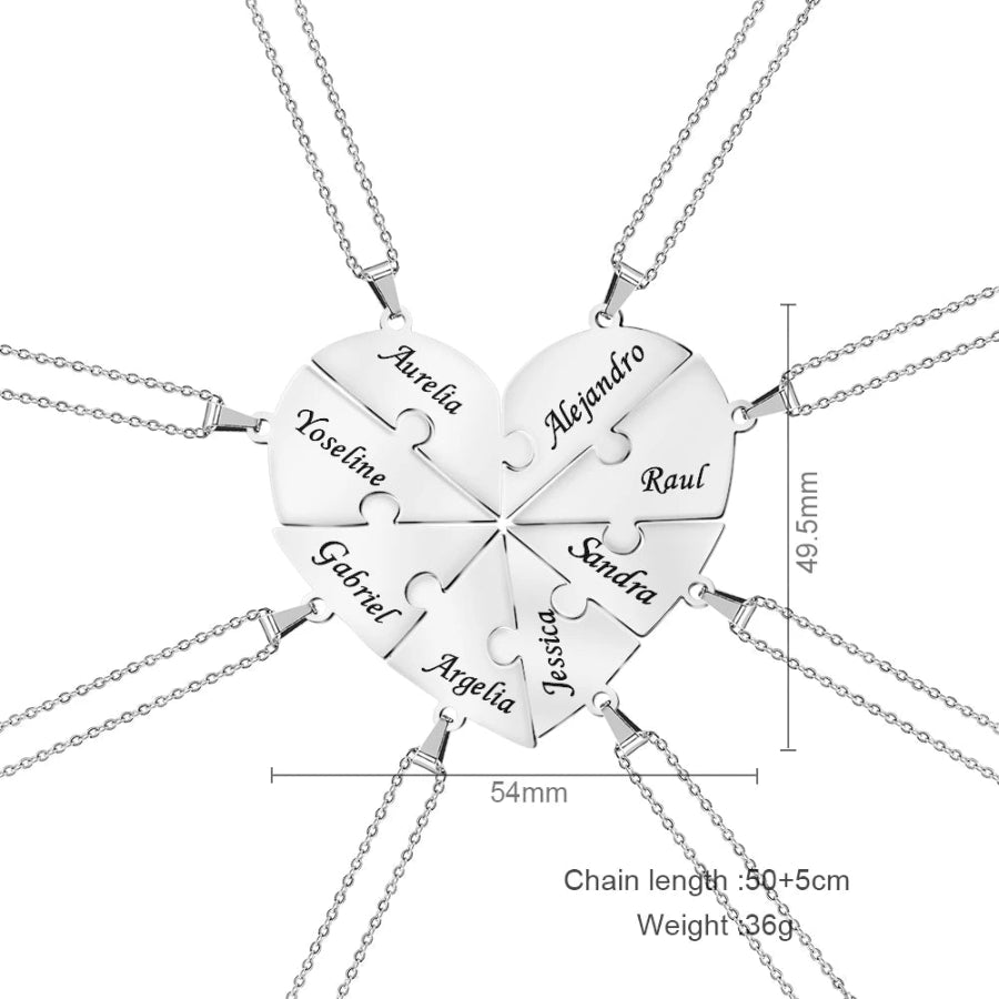 Custom Engraved Puzzle Heart Necklace