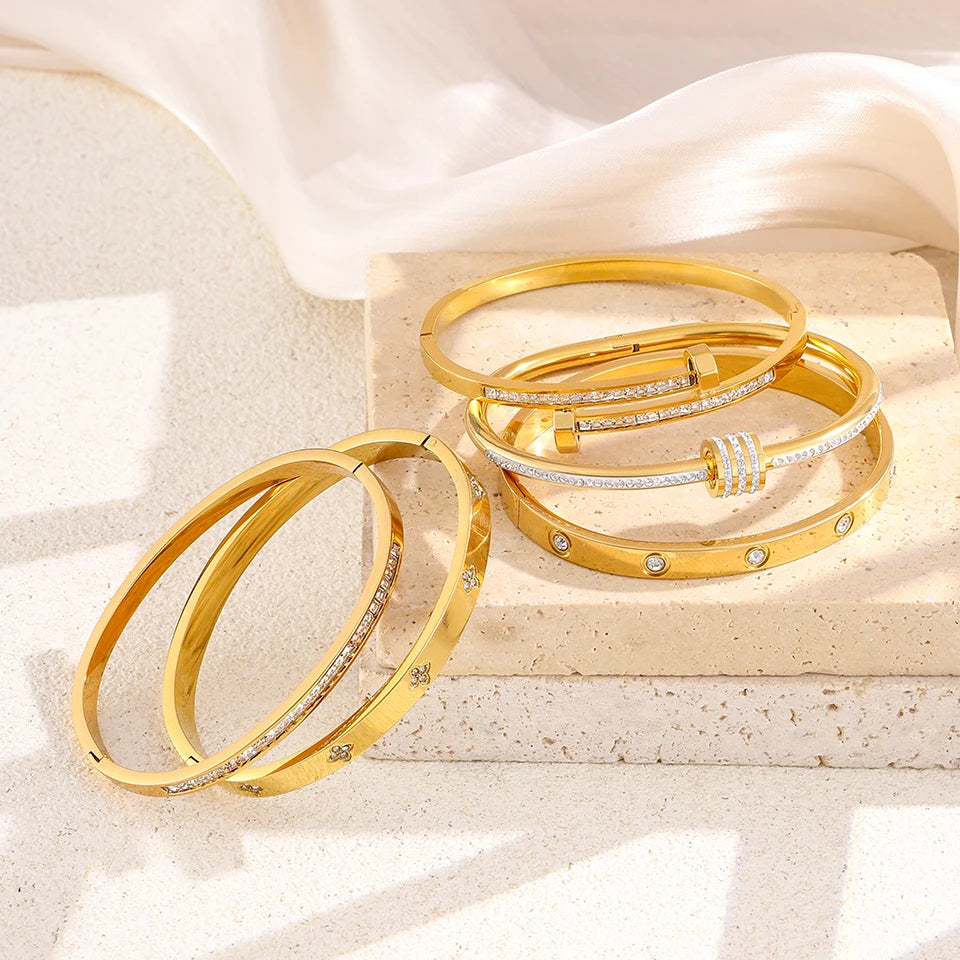 Titanium Steel Stacked Bracelets