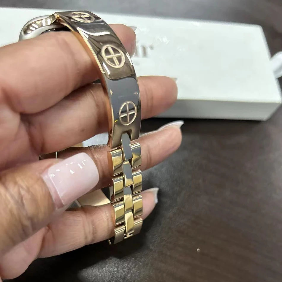 Nail Cut Zircon Metal Watch Strap