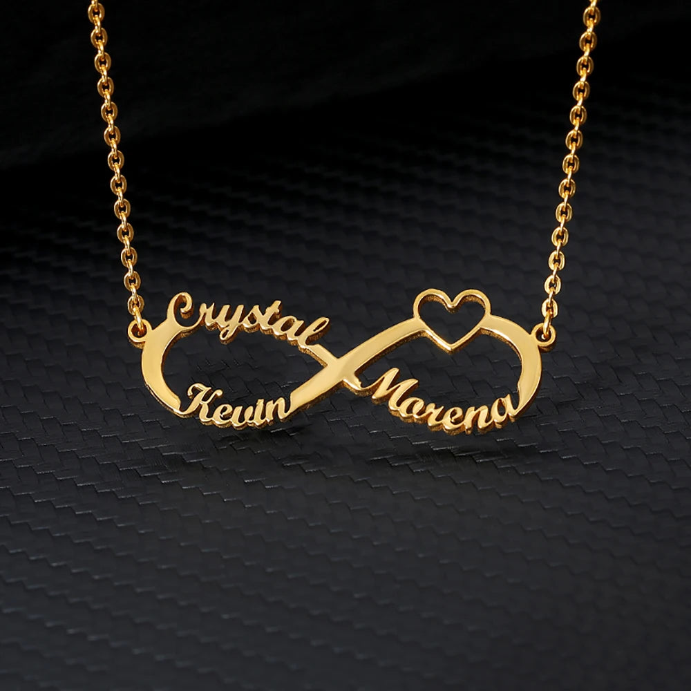 Custom Double Heart Infinity Necklace