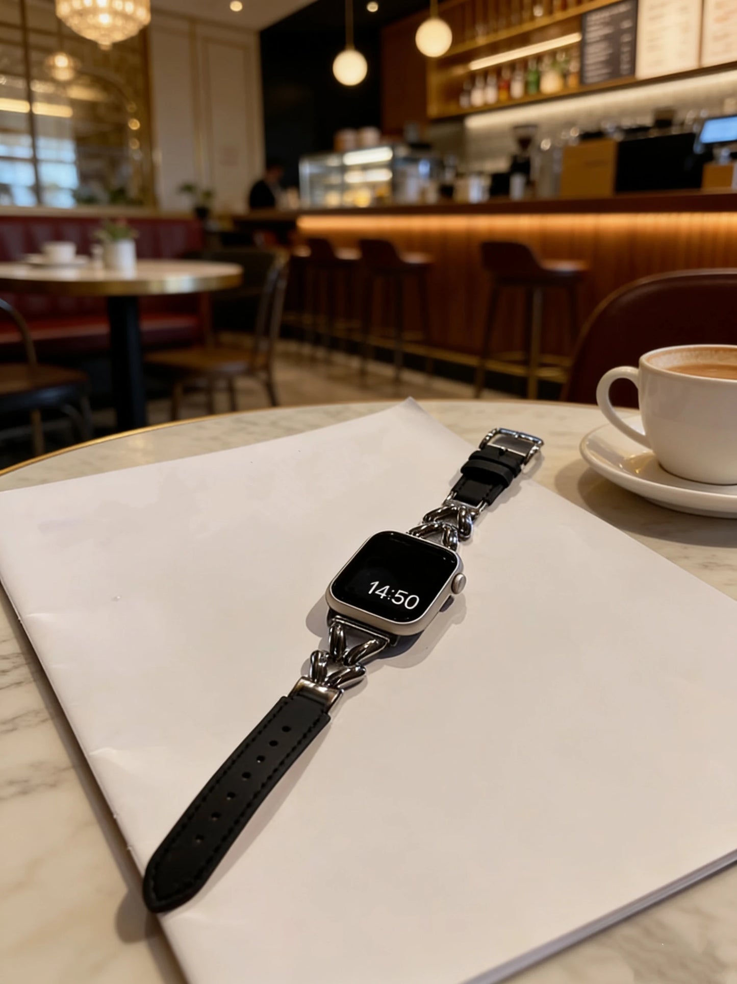 Sleek Metal & Leather Apple Watch Band