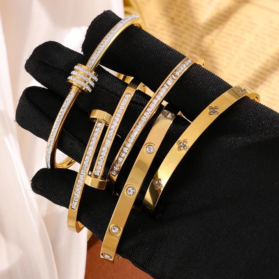 Titanium Steel Stacked Bracelets