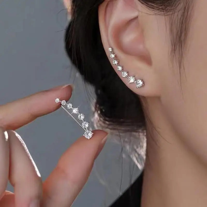 925 Silver Crystal Heart Drop Earrings