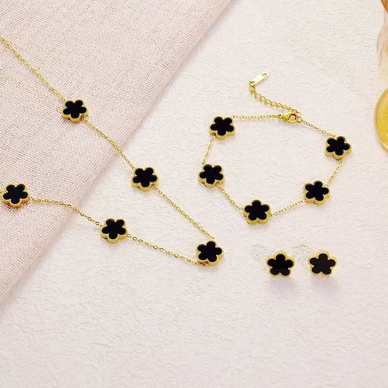 Five-Leaf Flower Jewelry Set