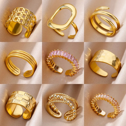 316L Gold Tone Statement Rings
