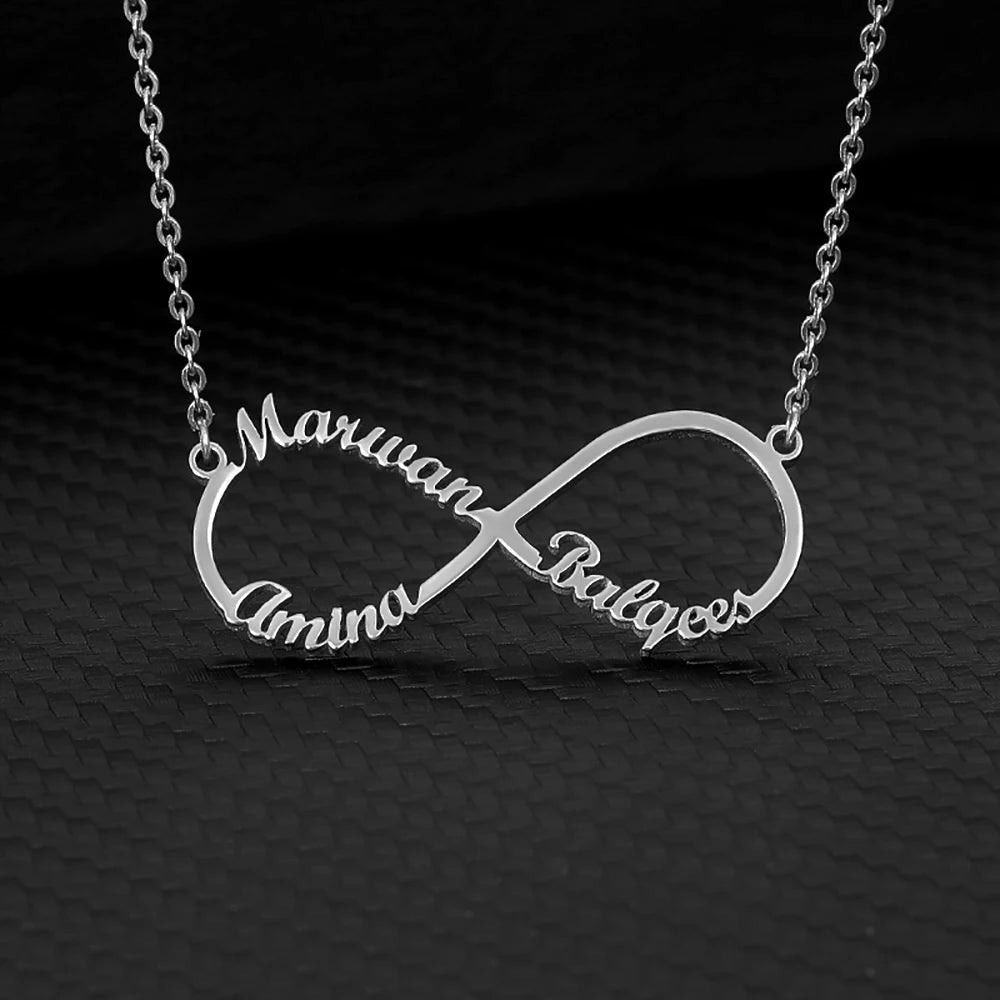 Custom Double Heart Infinity Necklace