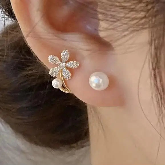 925 Silver Crystal Heart Drop Earrings