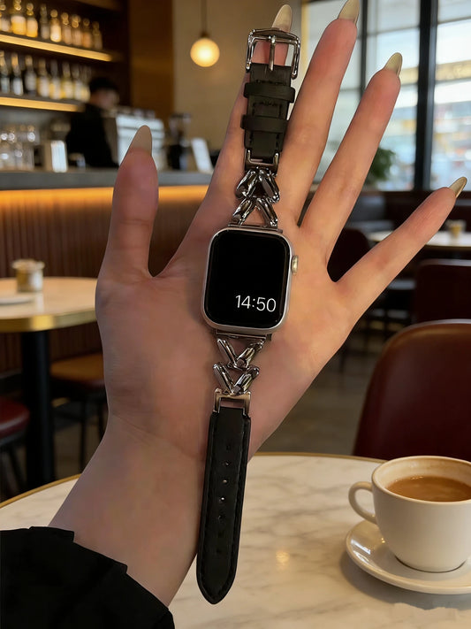 Sleek Metal & Leather Apple Watch Band