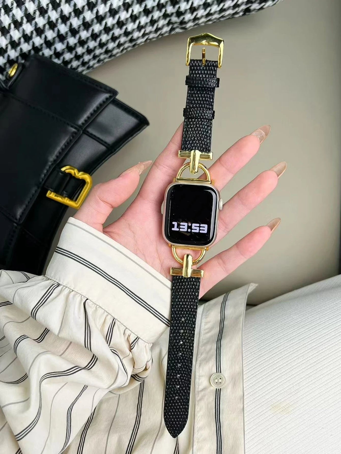Sleek Metal & Leather Apple Watch Band