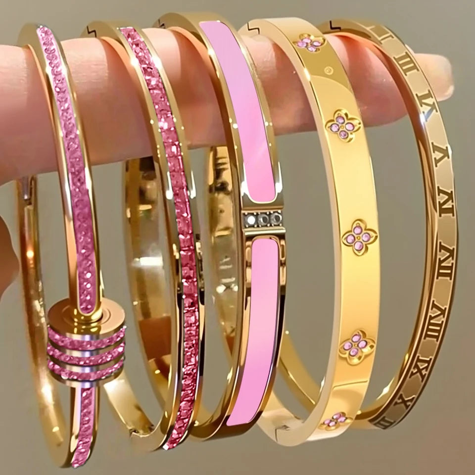 Zirconia Inlaid Stackable Bracelets