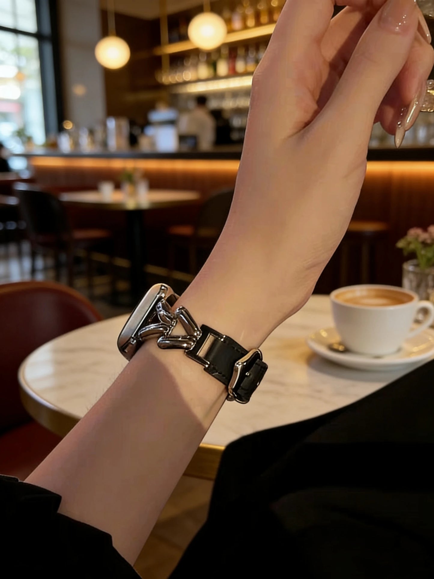 Sleek Metal & Leather Apple Watch Band