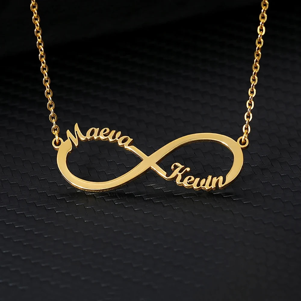 Custom Double Heart Infinity Necklace