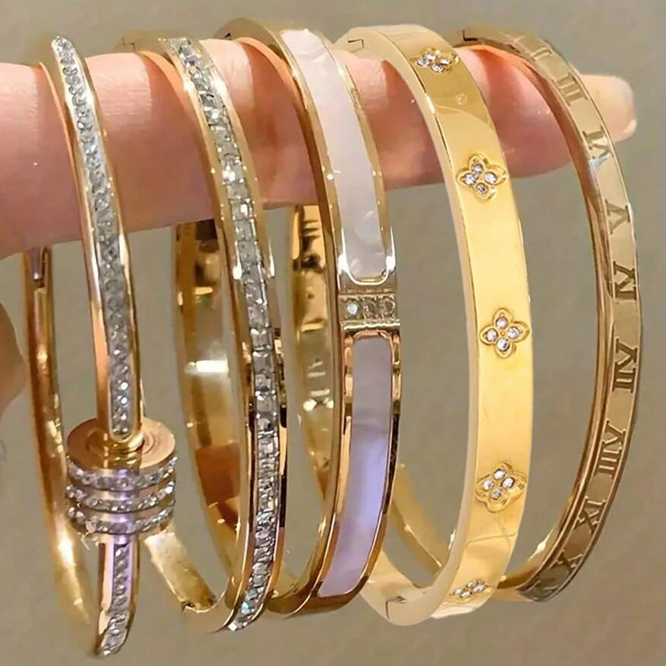 Zirconia Inlaid Stackable Bracelets