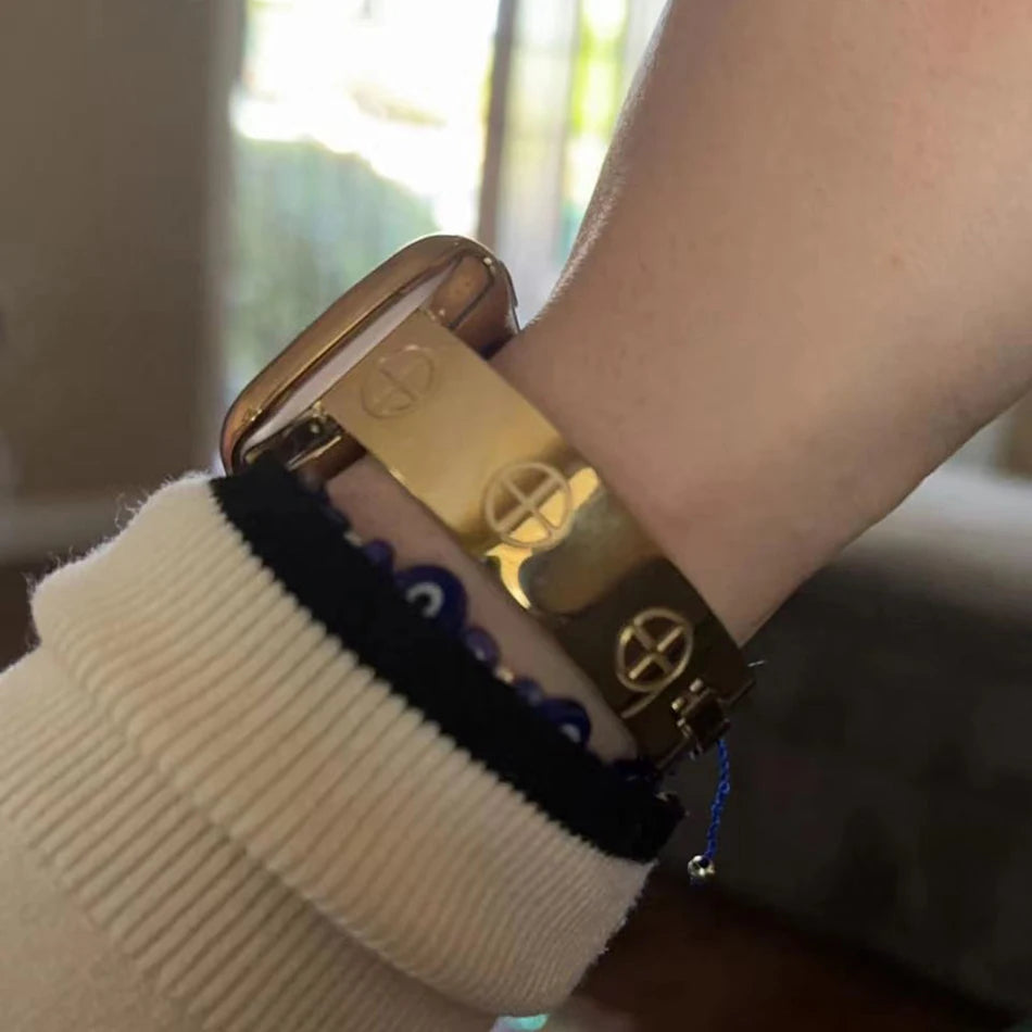 Nail Cut Zircon Metal Watch Strap