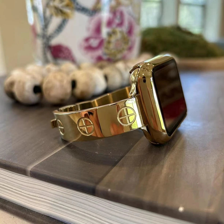 Nail Cut Zircon Metal Watch Strap