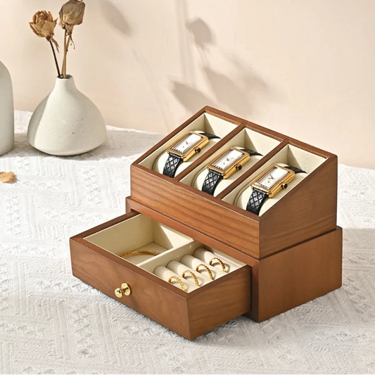 Valora Luxe Wooden Watch and Jewelry Box