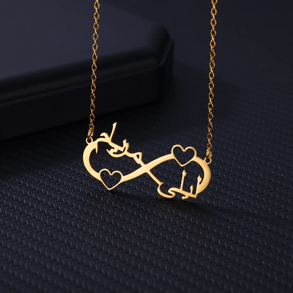 Custom Double Heart Infinity Necklace