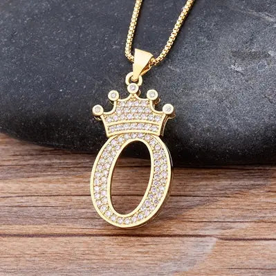 Luxury Zirconia Initial Crown Necklace