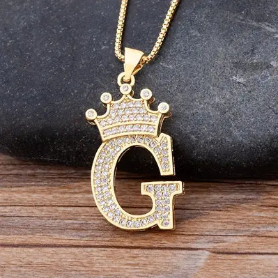 Luxury Zirconia Initial Crown Necklace